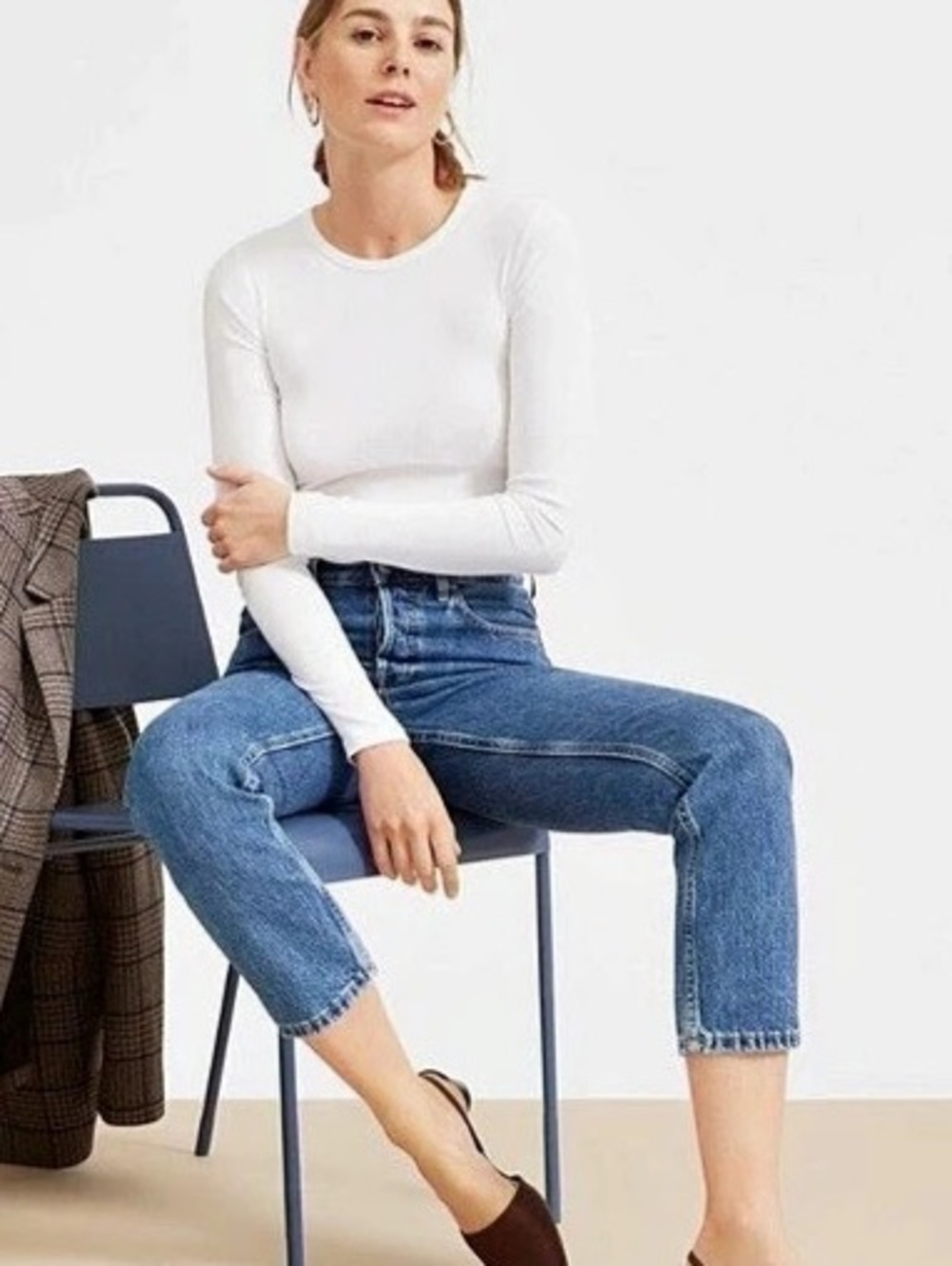 Everlane White Long Sleeve Cotton Tee